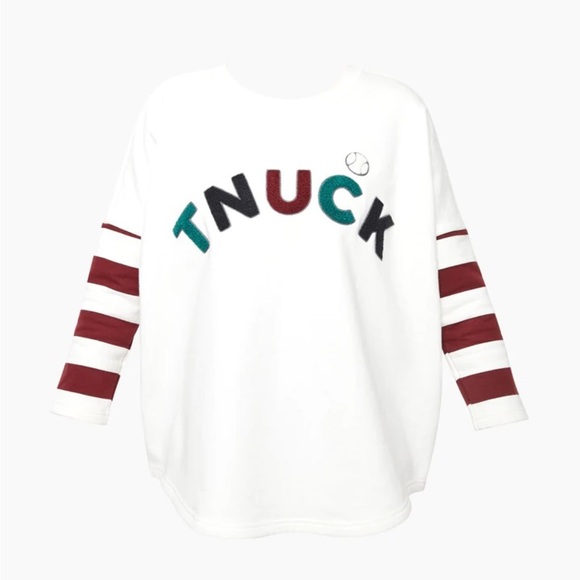 NWT Tuckernuck Sport Fleece Varsity Pullover White size XS/S - Picture 3 of 16